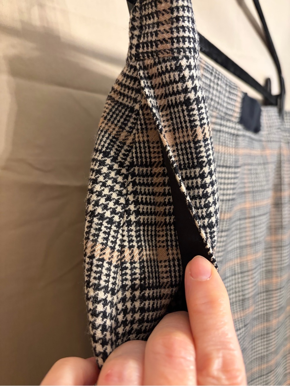 Vintage Pendleton Beige/Black Glen Plaid Pencil Skirt 100% Pure Virgin Wool - Picture 5 of 13